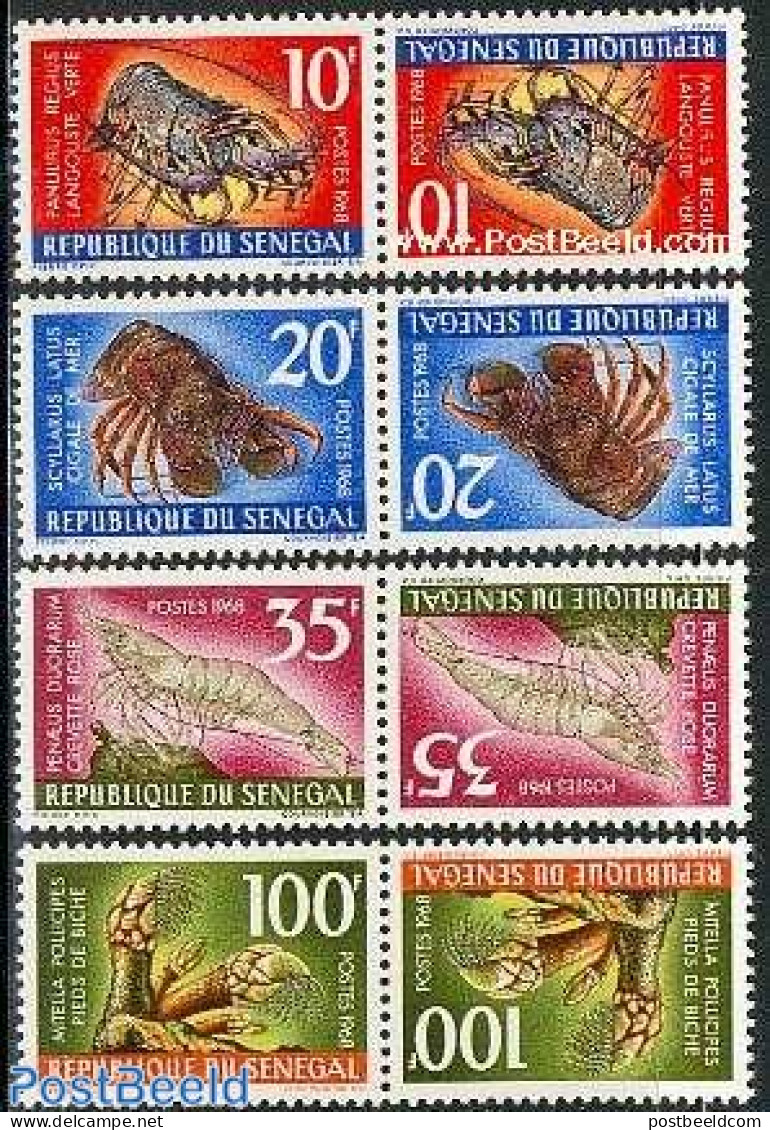 Senegal 1968 Crabs 4 Tete-beche Pairs [:], Mint NH, Nature - Shells & Crustaceans - Crabs And Lobsters - Marine Life