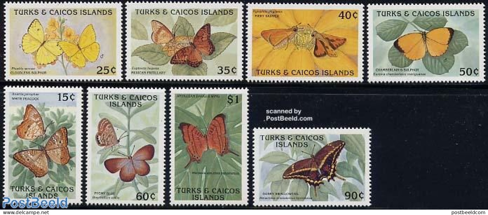 Turks And Caicos Islands 1990 Butterflies 8v, Mint NH, Nature - Butterflies - Autres & Non Classés