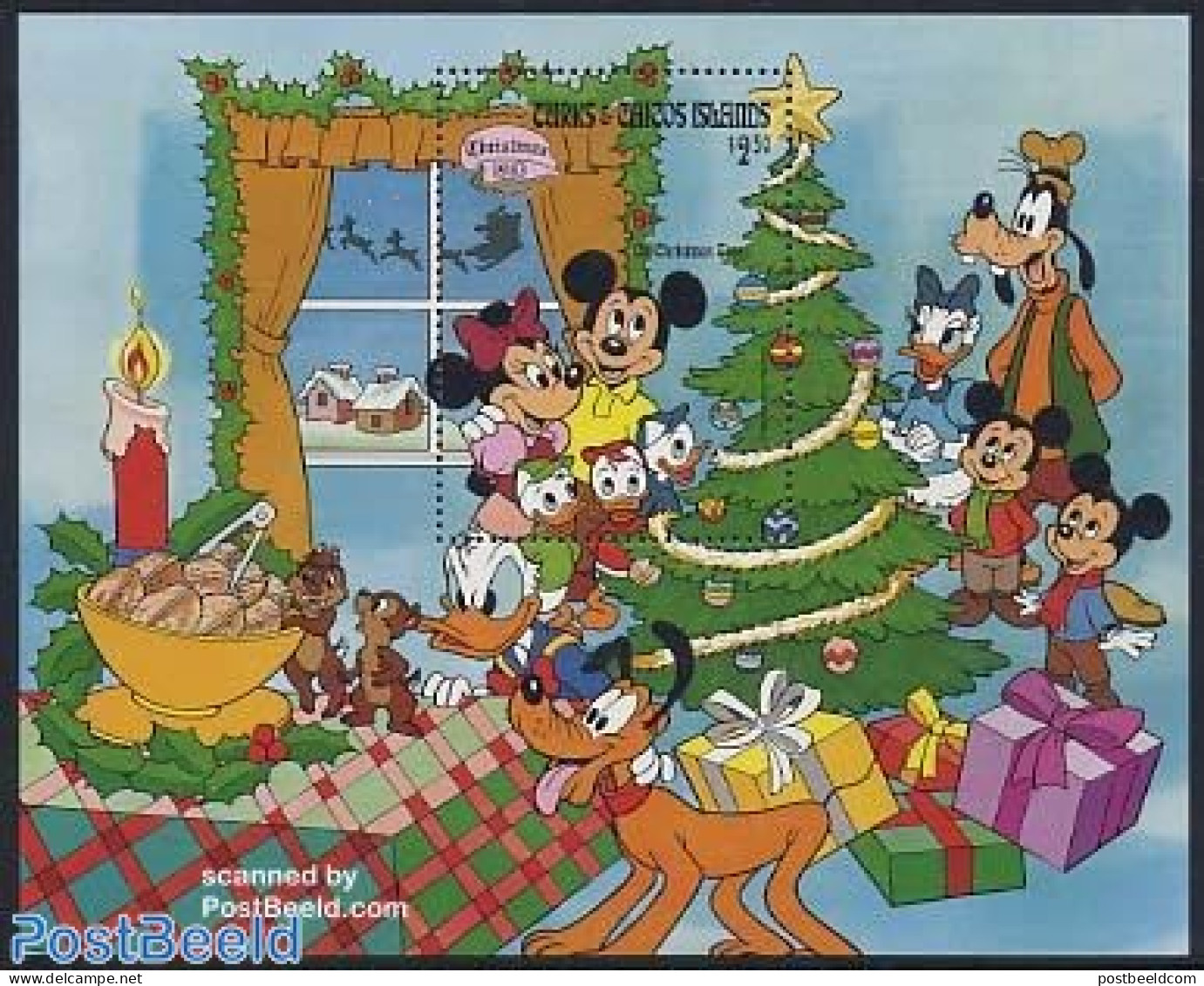 Turks And Caicos Islands 1983 Disney, Christmas S/s, Mint NH, Religion - Christmas - Art - Disney - Noël