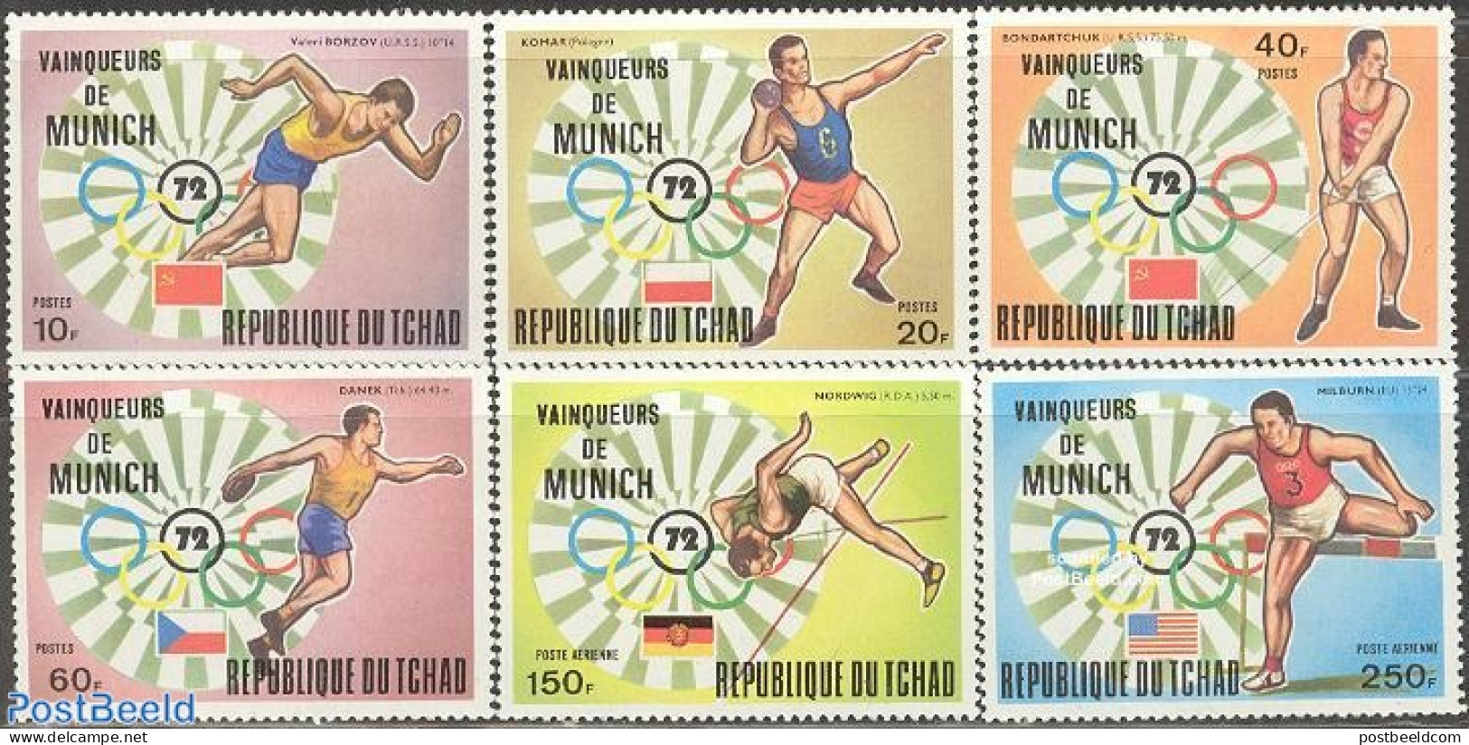 Chad 1972 Munich Olympic Winners 6v, Mint NH, Sport - Olympic Games - Sonstige & Ohne Zuordnung