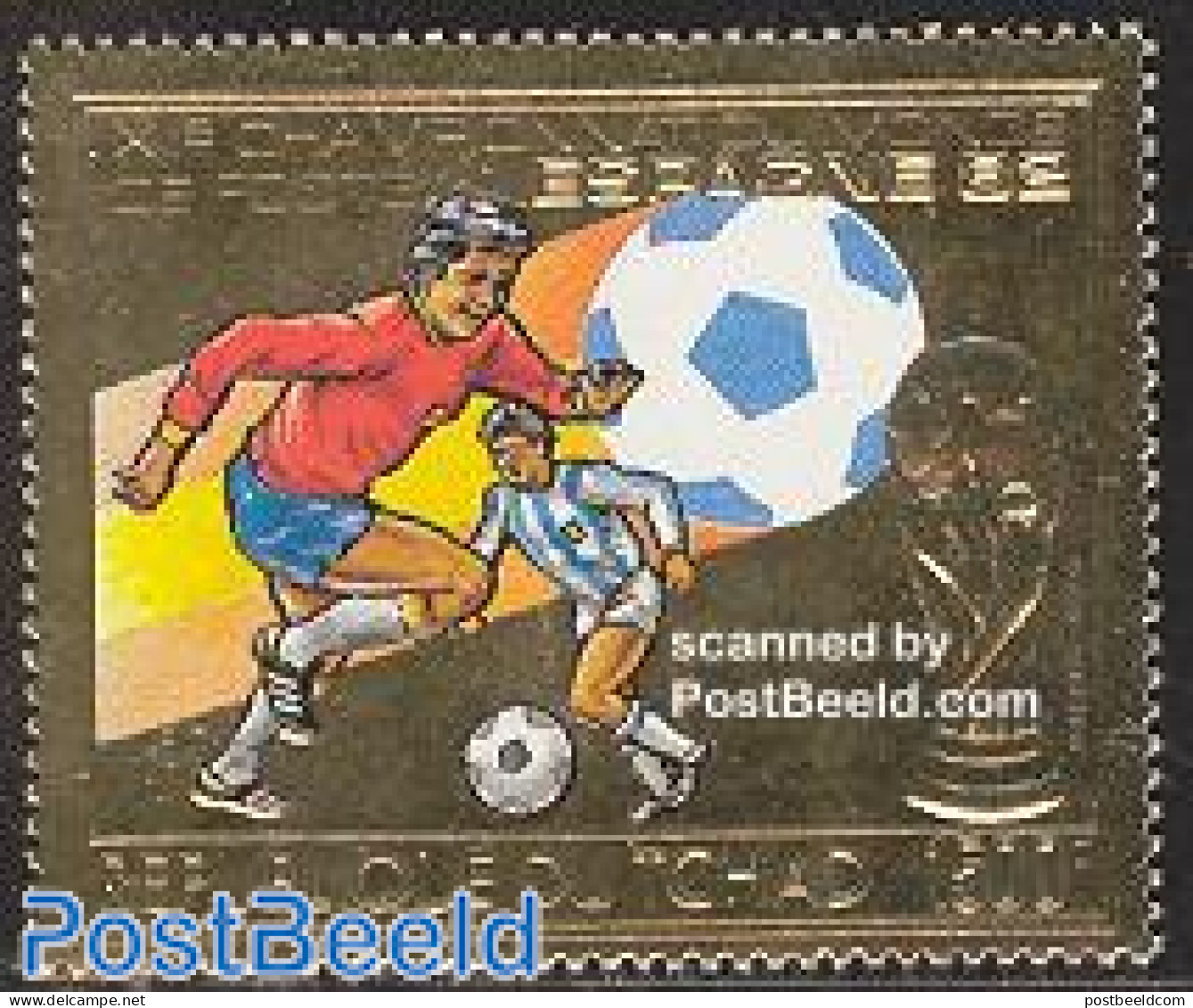 Chad 1982 Football Games Spain 1v Gold, Mint NH, Sport - Football - Sonstige & Ohne Zuordnung