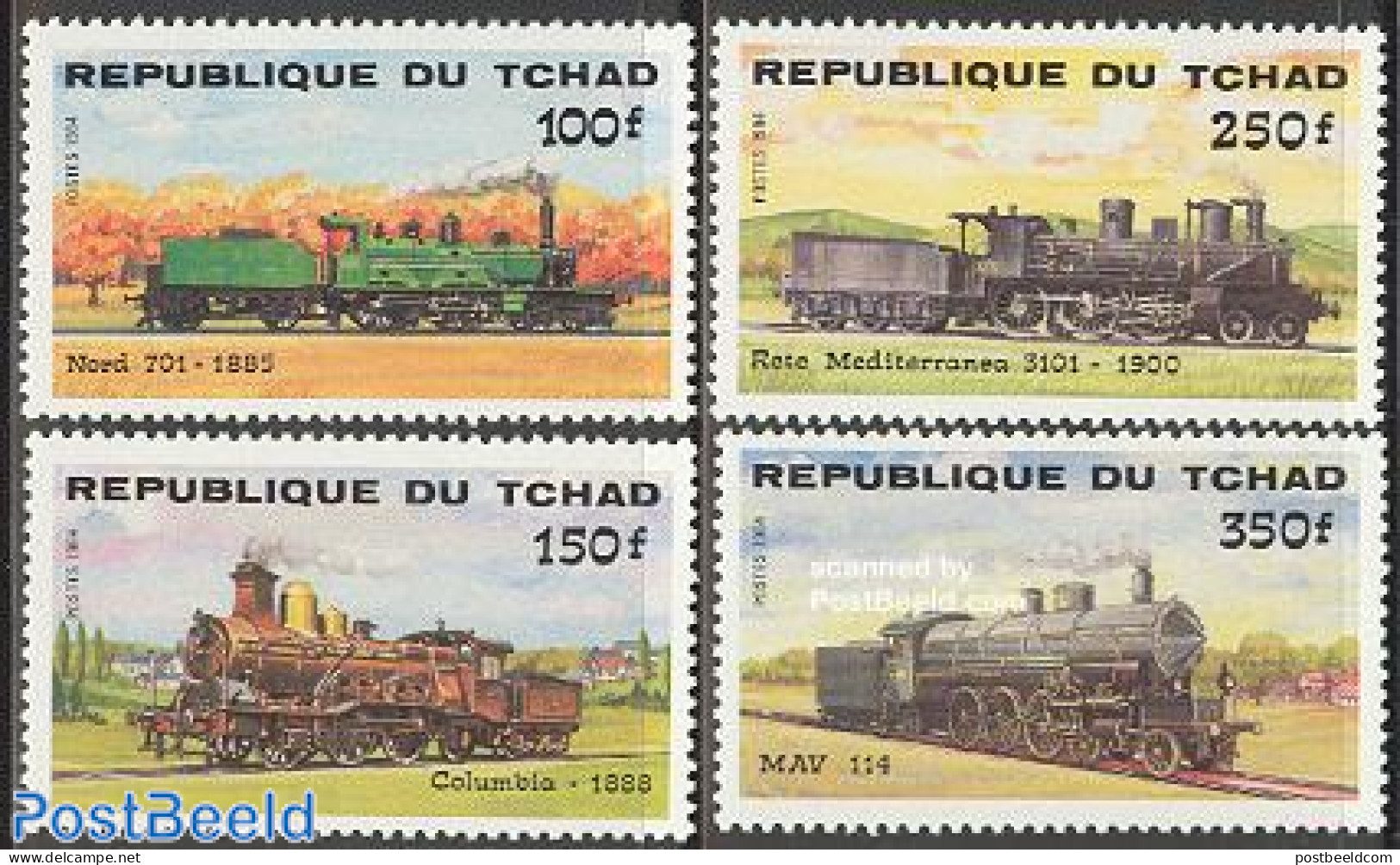 Chad 1984 Locomotives 4v, Mint NH, Transport - Railways - Other & Unclassified