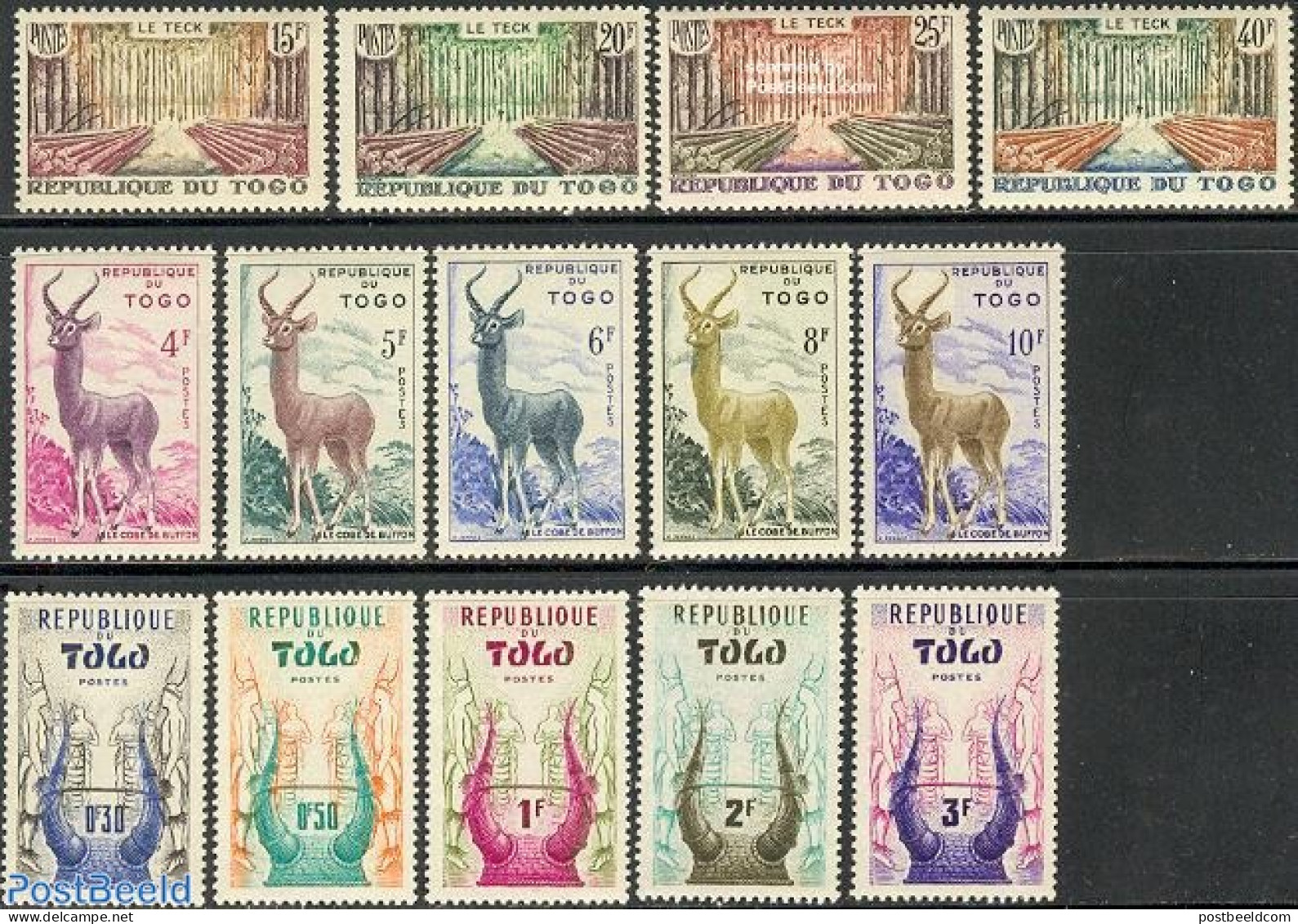 Togo 1959 Definitives 14v, Mint NH, Nature - Animals (others & Mixed) - Trees & Forests - Wild Mammals - Rotary, Club Leones