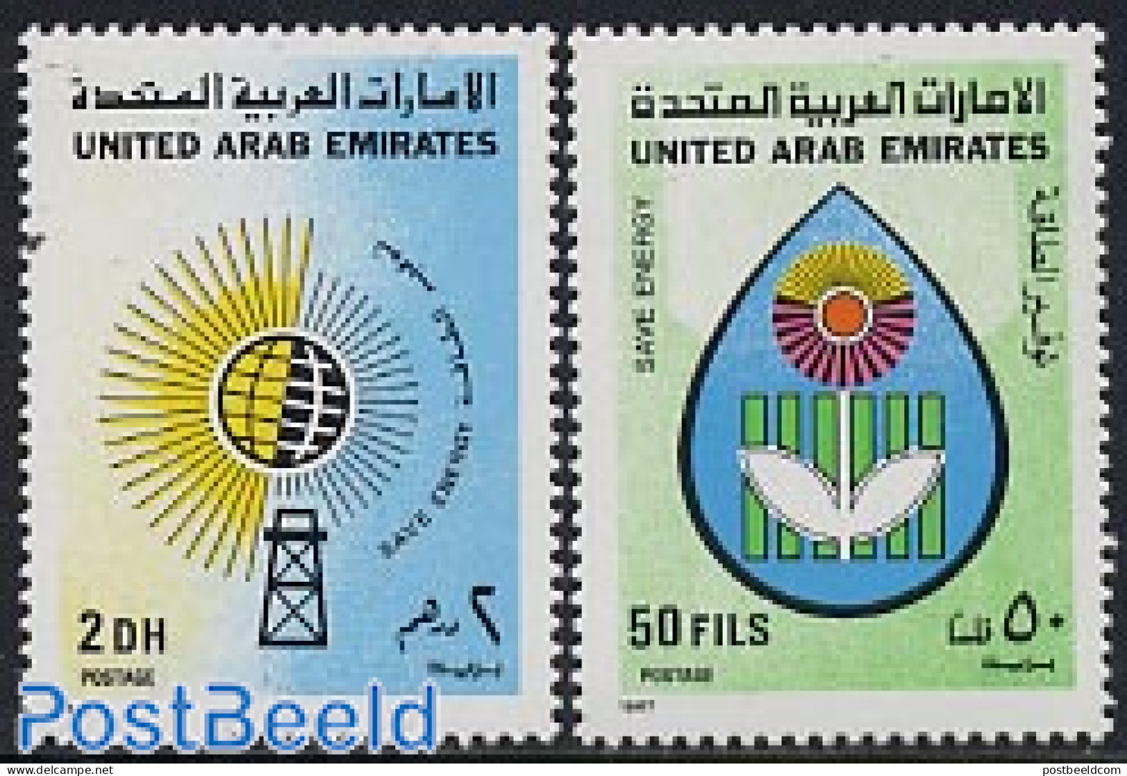 United Arab Emirates 1987 Save Energy 2v, Mint NH, Science - Energy - Other & Unclassified