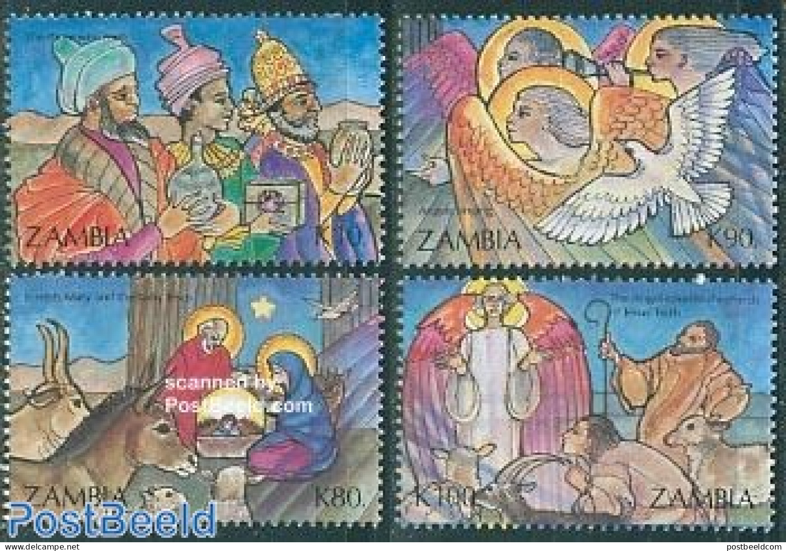 Zambia 1992 Christmas 4v, Mint NH, Religion - Christmas - Christmas