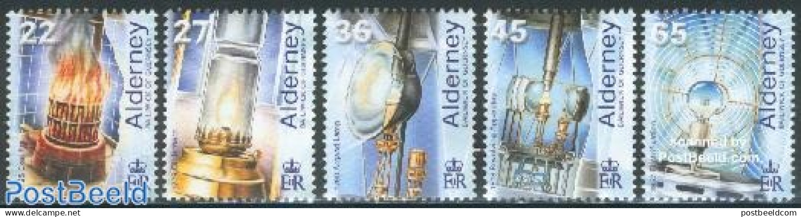 Alderney 2002 Lighthouse Lights 5v, Mint NH, Various - Lighthouses & Safety At Sea - Phares