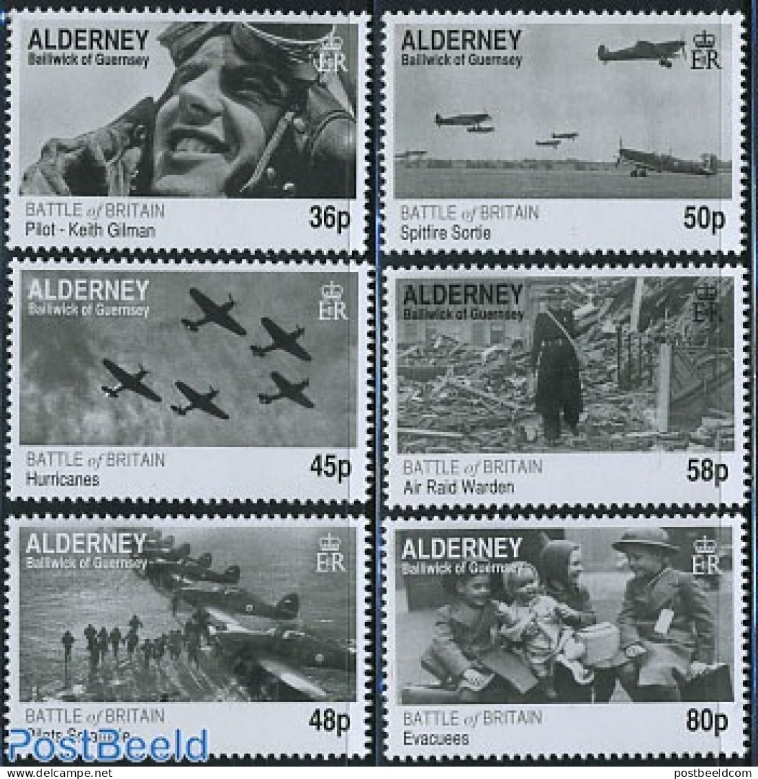 Alderney 2010 Battle Of Britain 6v, Mint NH, History - Transport - Various - World War II - Aircraft & Aviation - Toys.. - WW2 (II Guerra Mundial)