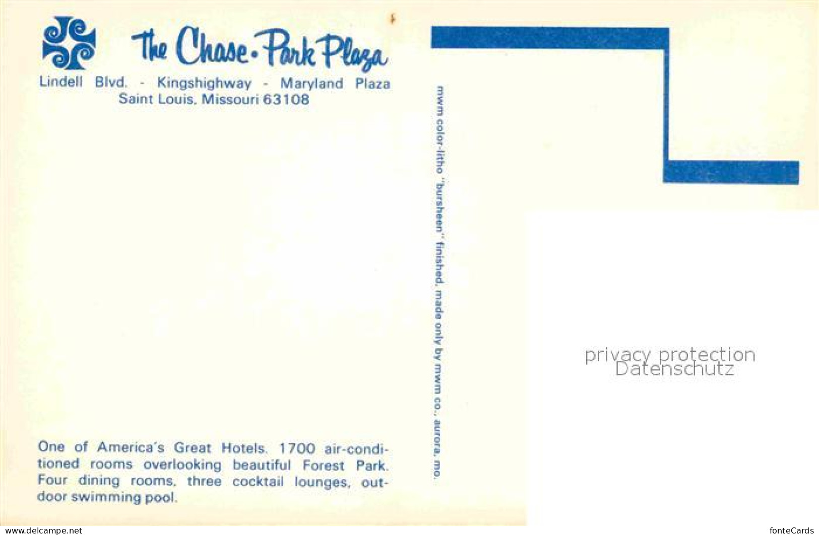 72876358 Saint Louis Missouri The Chase Park Plaza Saint Louis Missouri - Andere & Zonder Classificatie