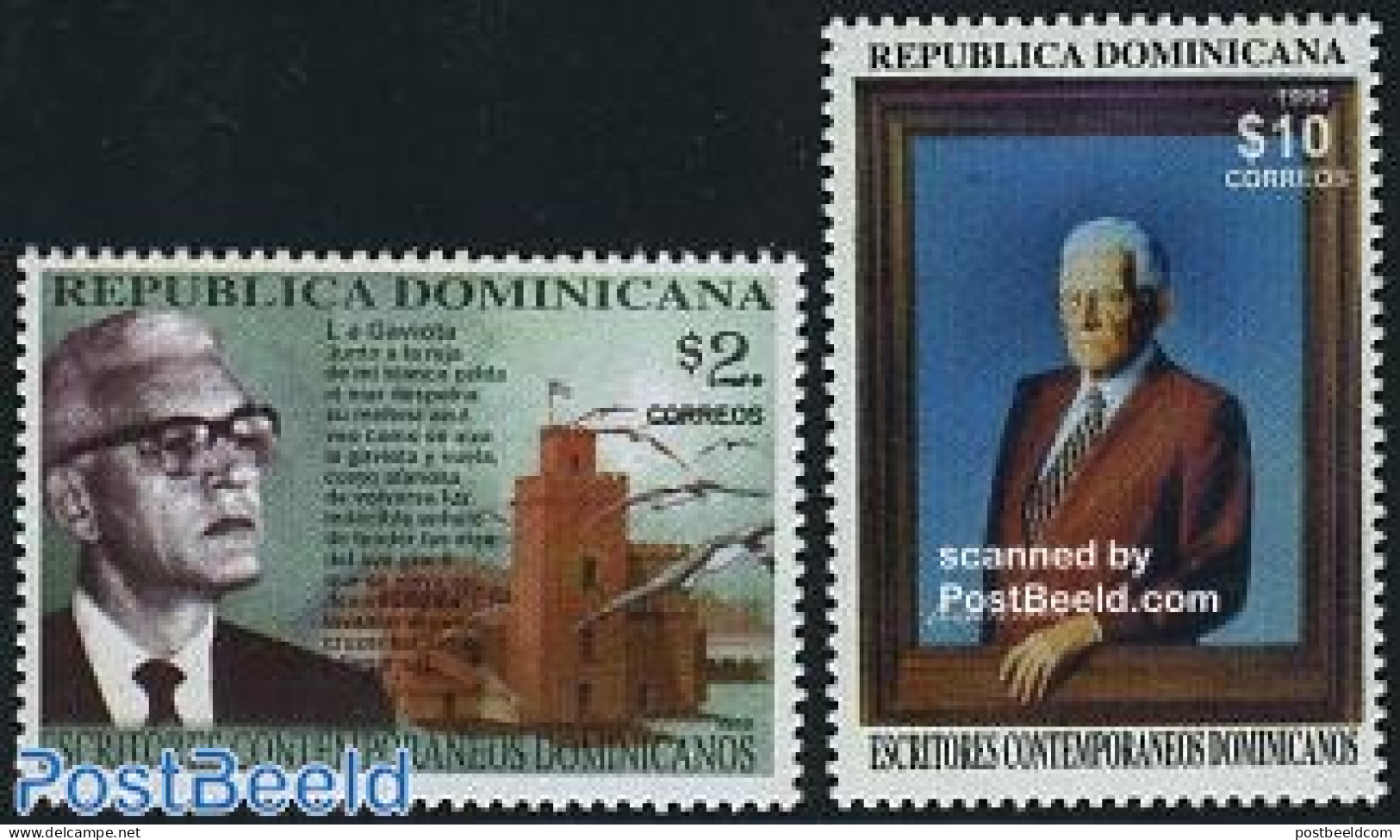 Dominican Republic 1999 J.E. Bosch Y Gavino 2v, Mint NH, Nature - Birds - Art - Authors - Ecrivains