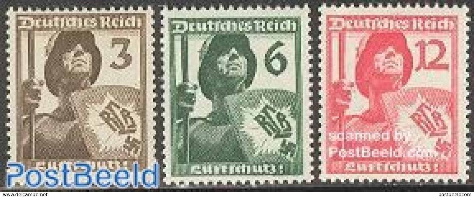 Germany, Empire 1937 Air Defense 3v, Mint NH - Nuevos