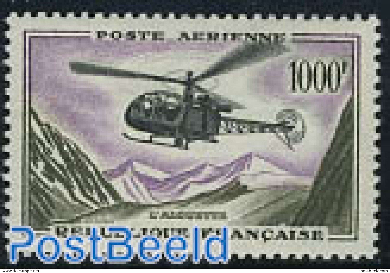 France 1958 Airmail Definitive, Helicopter 1v, Unused (hinged), Transport - Helicopters - Unused Stamps