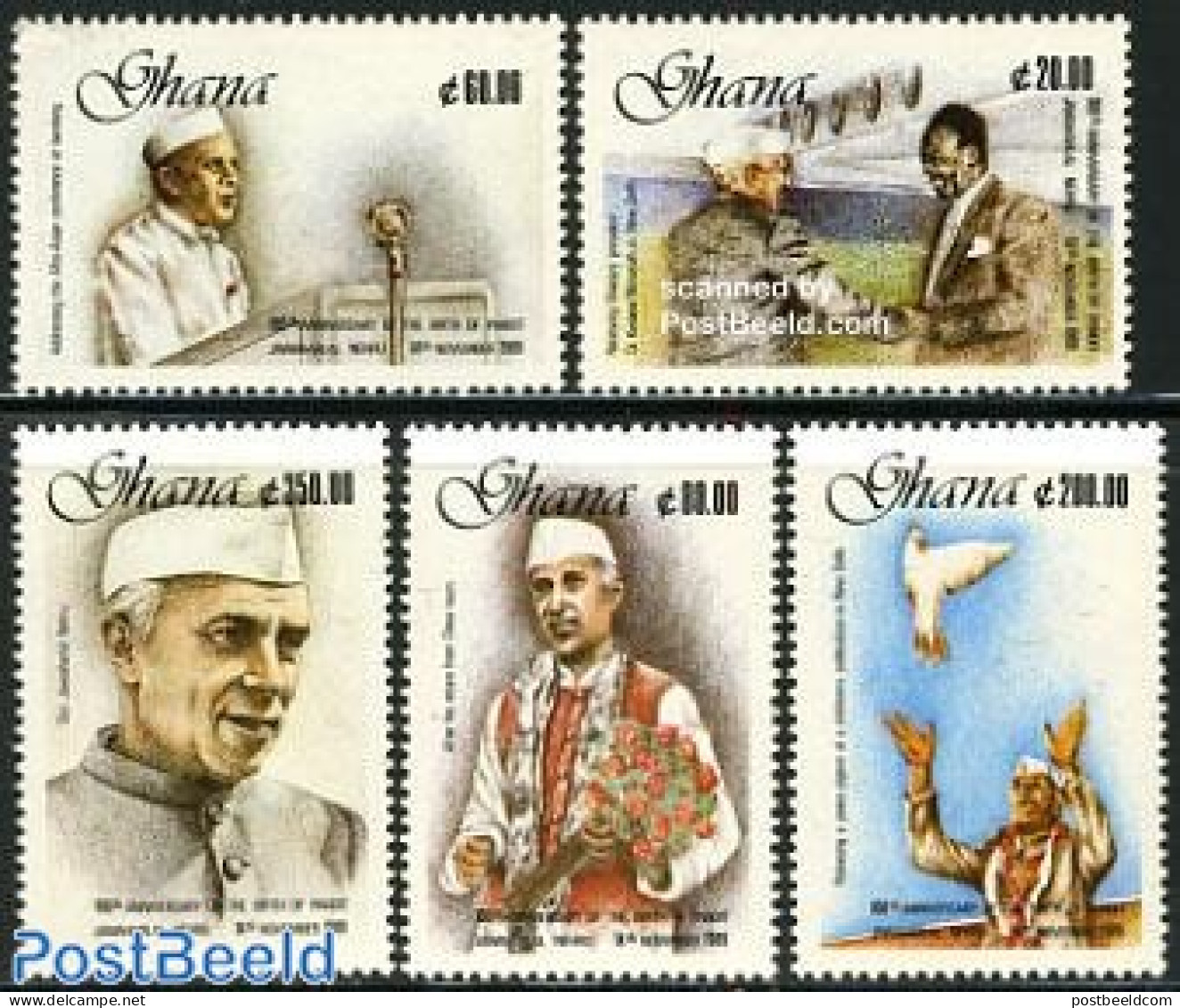 Ghana 1990 J. Nehru 5v, Mint NH, History - Politicians - Autres & Non Classés