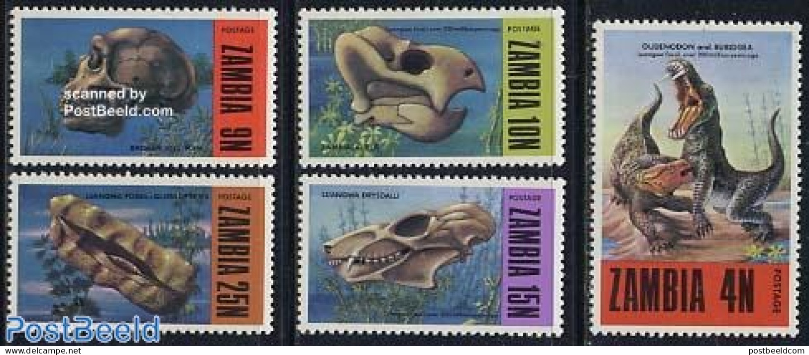Zambia 1973 Prehistoric Animals 5v, Mint NH, History - Nature - Archaeology - Prehistoric Animals - Archeologie