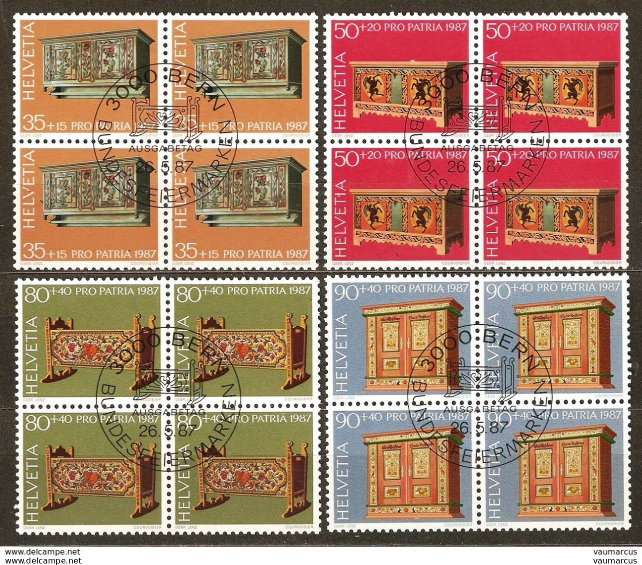 1987 PRO PATRIA Blocs De 4 Obl. 1er Jour SBK 15,- Voir Description - Used Stamps