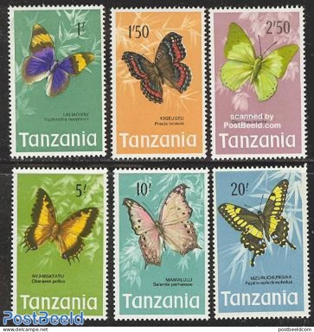 Tanzania 1973 BUTTERFL./ONLY HIGH V. 6V, Mint NH, Nature - Butterflies - Tanzania (1964-...)