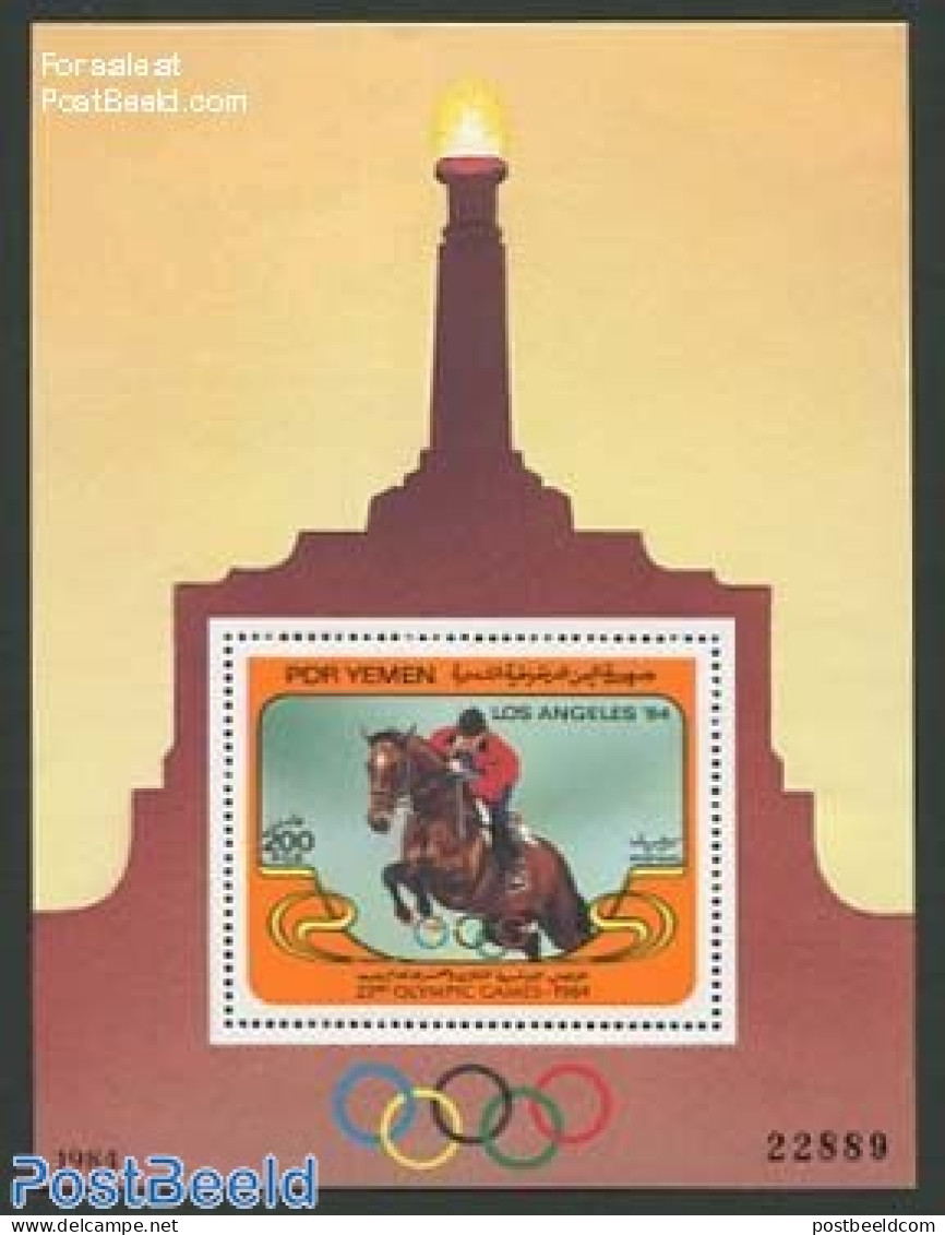 Yemen, South 1984 Olympic Games S/s, Mint NH, Nature - Sport - Horses - Olympic Games - Altri & Non Classificati