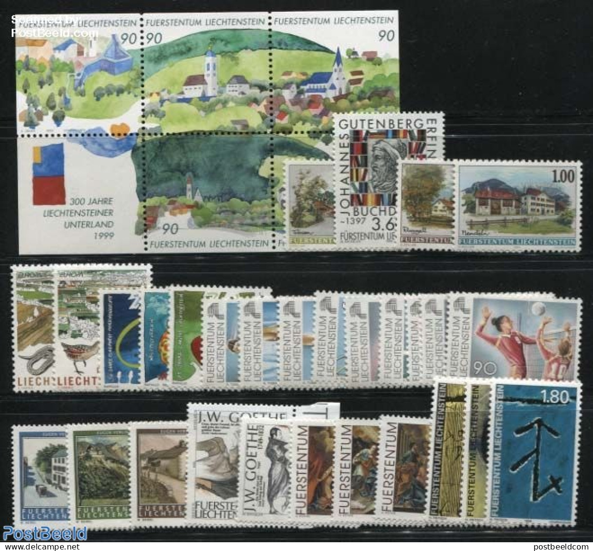 Liechtenstein 1999 Yearset 1999 (29v+1s/s), Mint NH, Various - Yearsets (by Country) - Ungebraucht