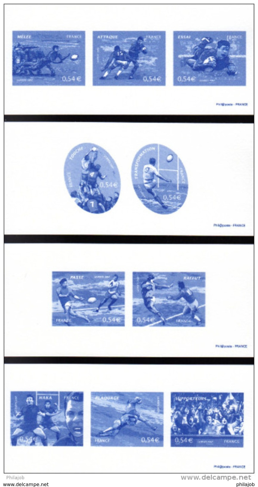 " COUPE DU MONDE DE RUGBY 2007 " Sur 4 Gravures Officielles De 2007. N° YT 4063 à 4072. En Parfait état. A Saisir !!! - Rugby