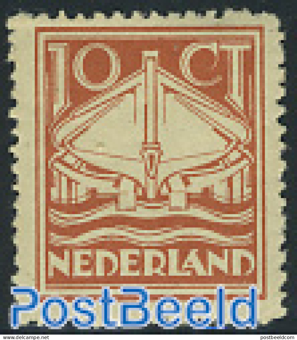 Netherlands 1924 10c Redbrown, Stamp Out Of Set, Mint NH, Transport - Ships And Boats - Ungebraucht