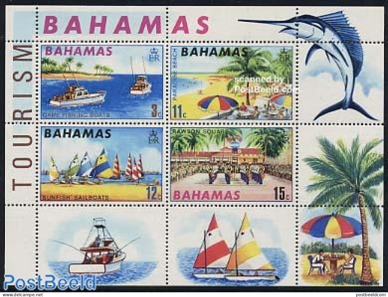 Bahamas 1969 Tourism S/s, Mint NH, Nature - Performance Art - Transport - Various - Fishing - Music - Ships And Boats .. - Poissons