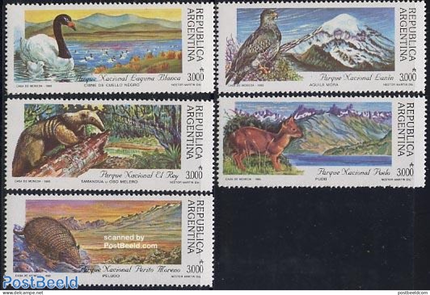 Argentina 1990 National Parks 5v, Mint NH, Nature - Animals (others & Mixed) - Birds - National Parks - Swans - Nuovi