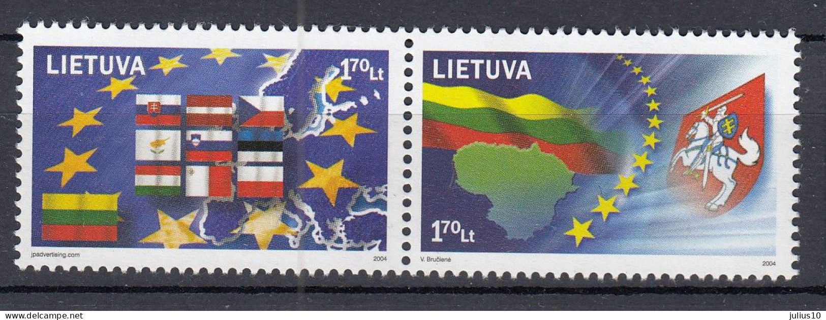 LITHUANIA 2004 EU Flags MNH(**) Mi 844-845 #Lt1002 - Europese Gedachte
