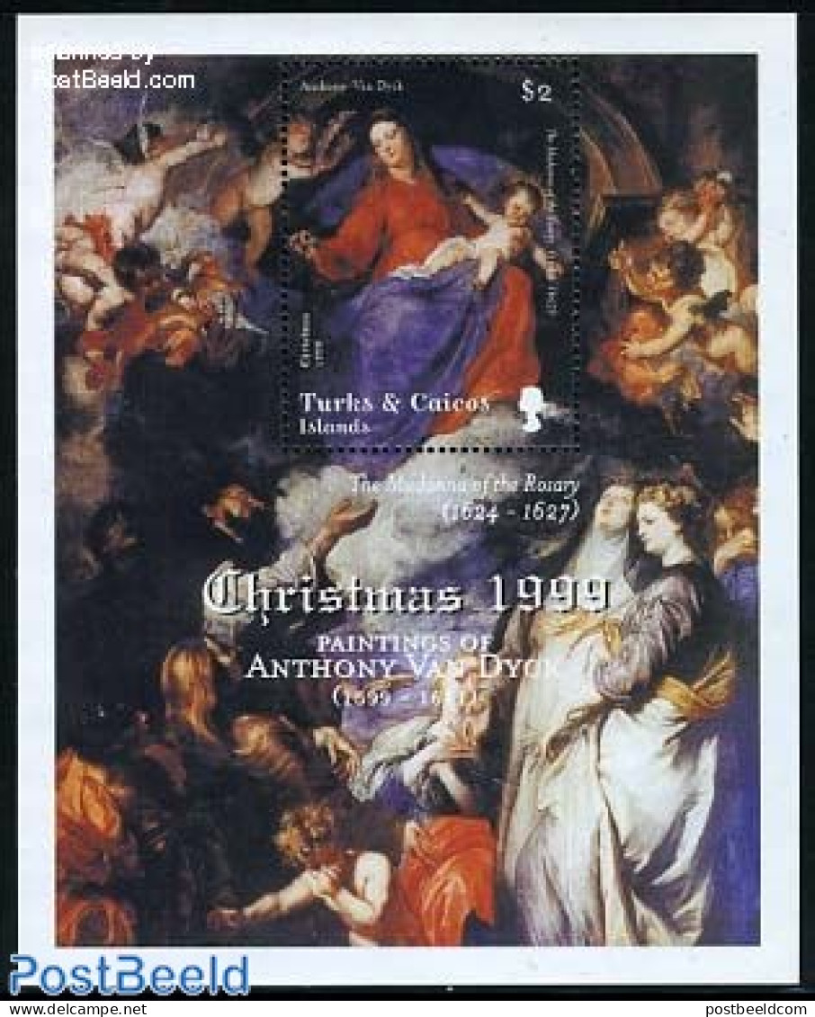 Turks And Caicos Islands 1999 Christmas S/s, Van Dyck Paintings, Mint NH, Religion - Christmas - Art - Paintings - Kerstmis