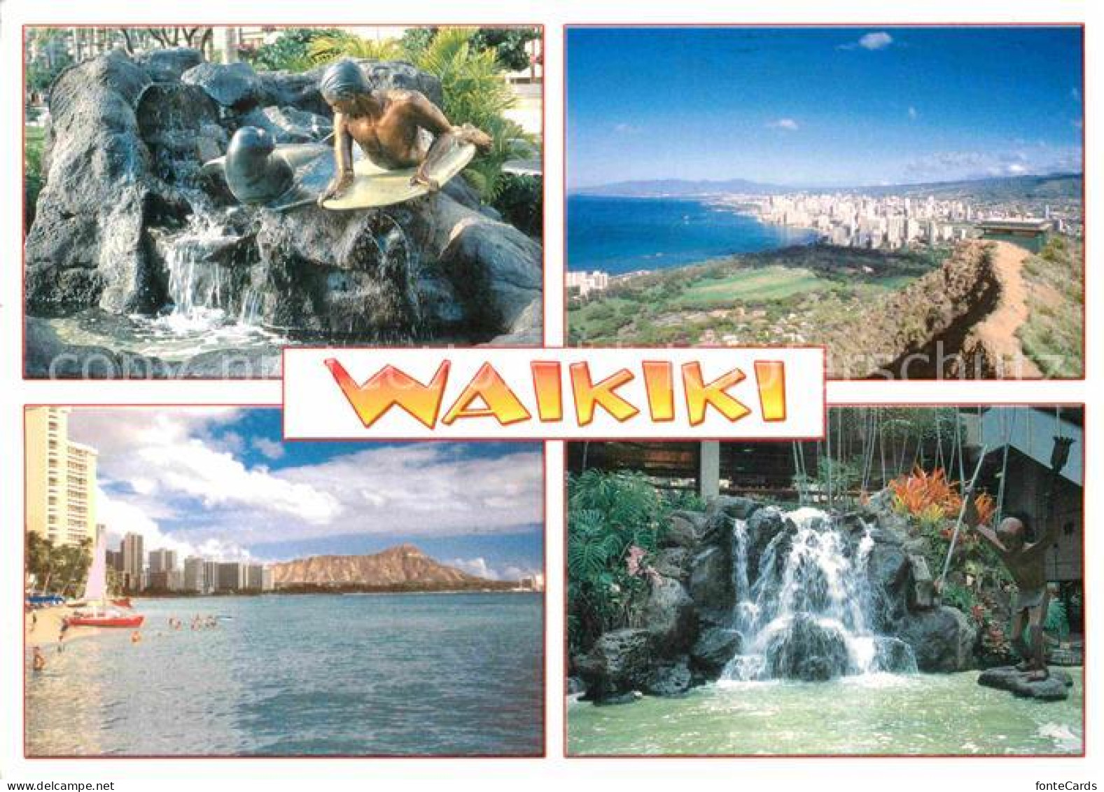 72865613 Waikiki Seehund Skulptur Panorama Strand Wasserfall - Other & Unclassified