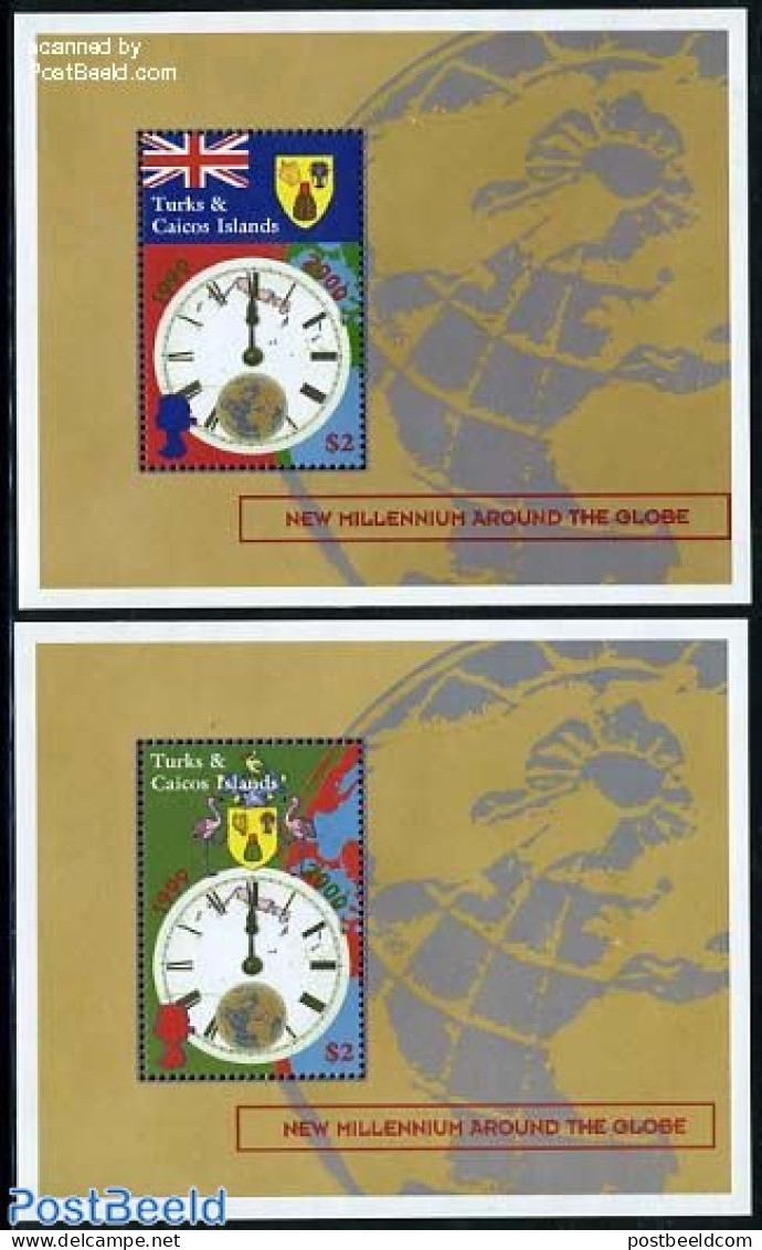 Turks And Caicos Islands 1999 New Millennium 2 S/s, Mint NH, Various - New Year - Anno Nuovo