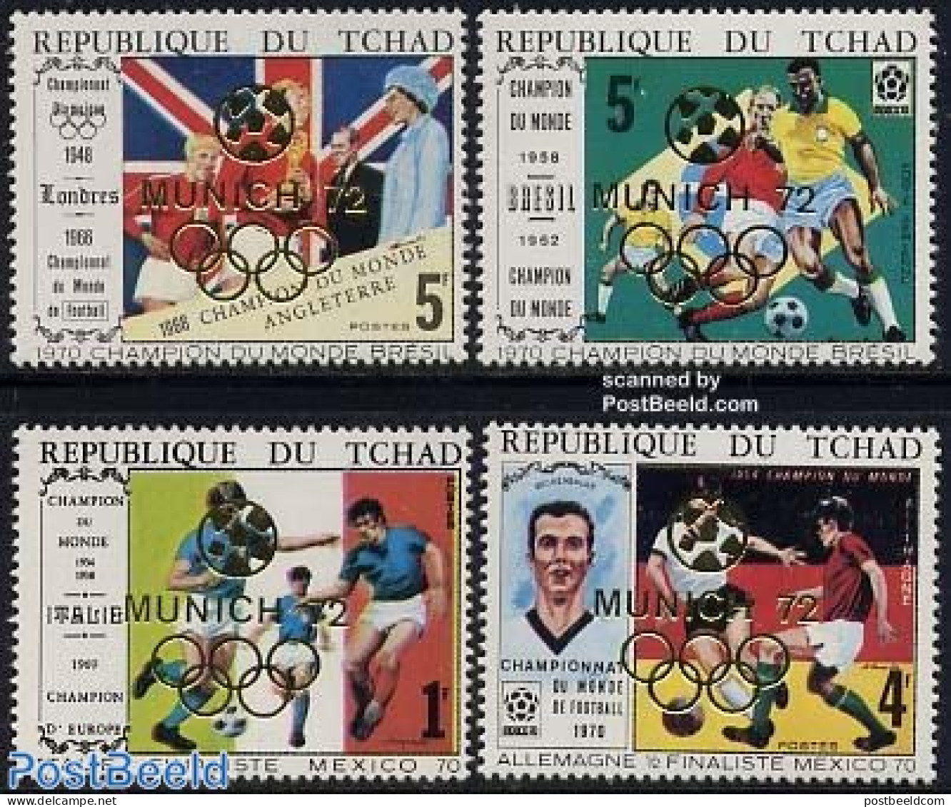 Chad 1972 Olympic Football 4v, Mint NH, Sport - Football - Olympic Games - Autres & Non Classés