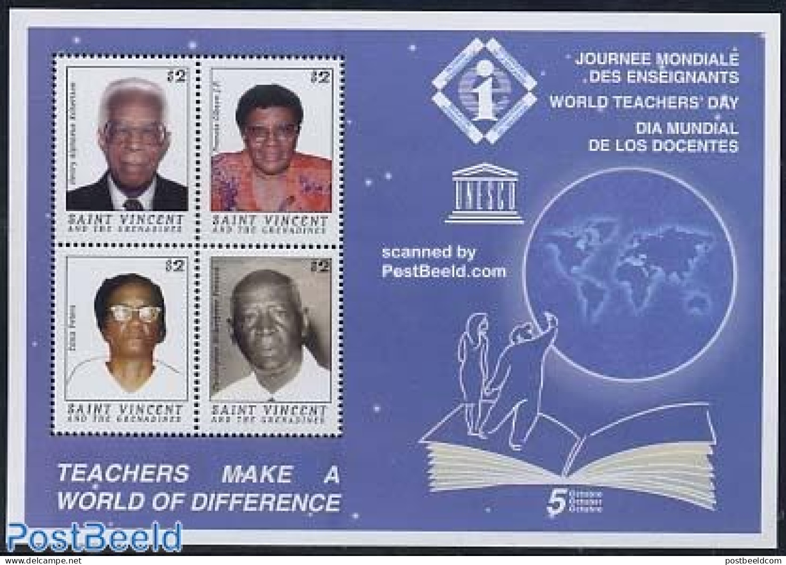 Saint Vincent 1999 Teachers Day 4v M/s, Mint NH, Science - Education - St.Vincent (1979-...)