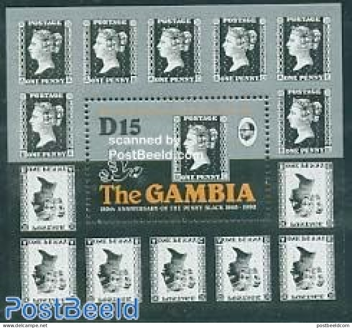 Gambia 1990 150 Years Stamps S/s, Mint NH, Stamps On Stamps - Stamps On Stamps