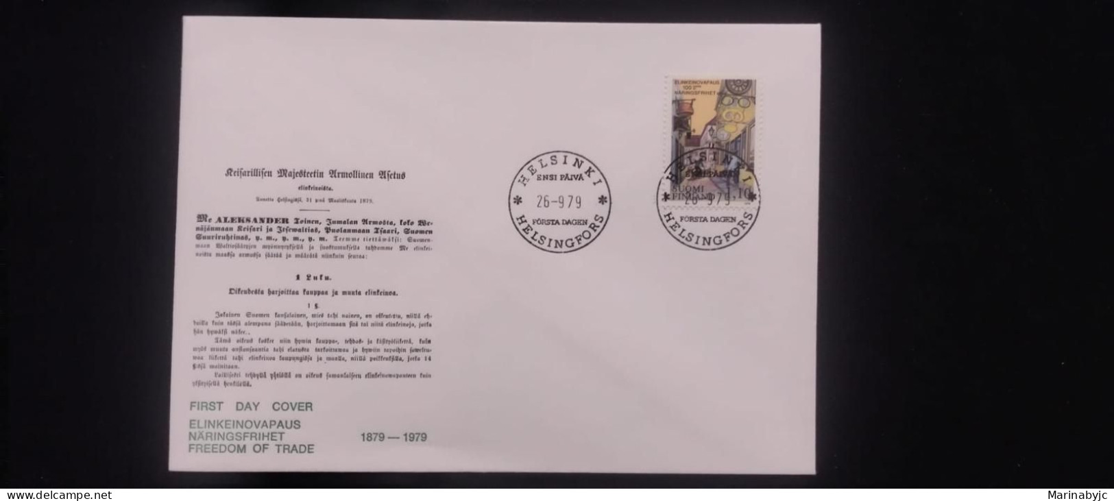 C) 1979. FINLAND. FDC. FREEDOM OF TRADE. XF - Andere & Zonder Classificatie