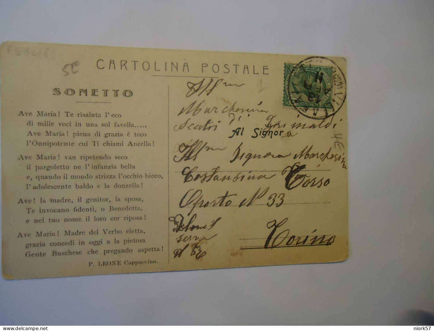 ITALY POSTCARDS "VILLEAFALIETTE"  I   STATUE  1911  POSTMARK - Autres & Non Classés