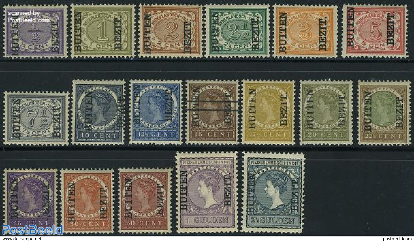 Netherlands Indies 1908 BUITEN BEZIT Overprints 18v, Unused (hinged) - Andere & Zonder Classificatie