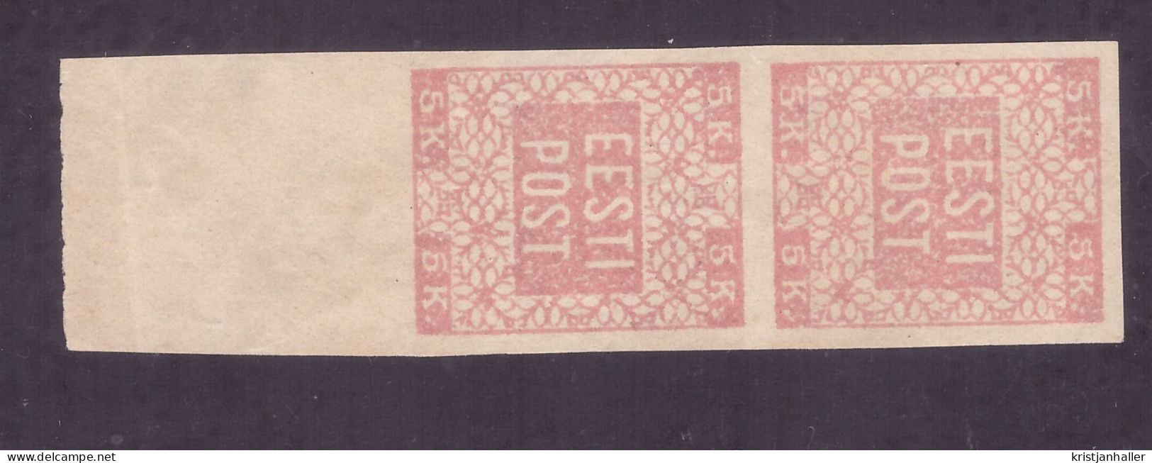 1918 Estonian Flower Design 5K, Pair Of Proofs G1, MNH, Expertized - Estonia