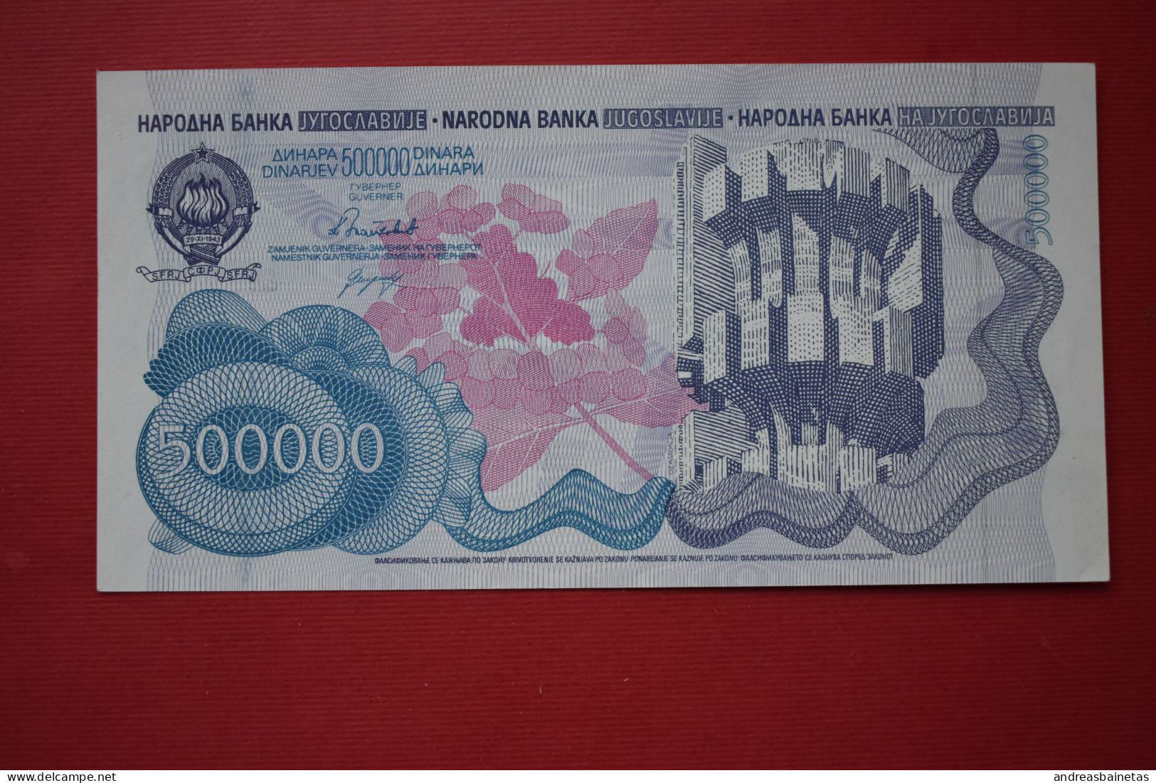 Banknotes  Yugoslavia 500 000 Dinara VIII 1989  ZA 0010225 - Yugoslavia