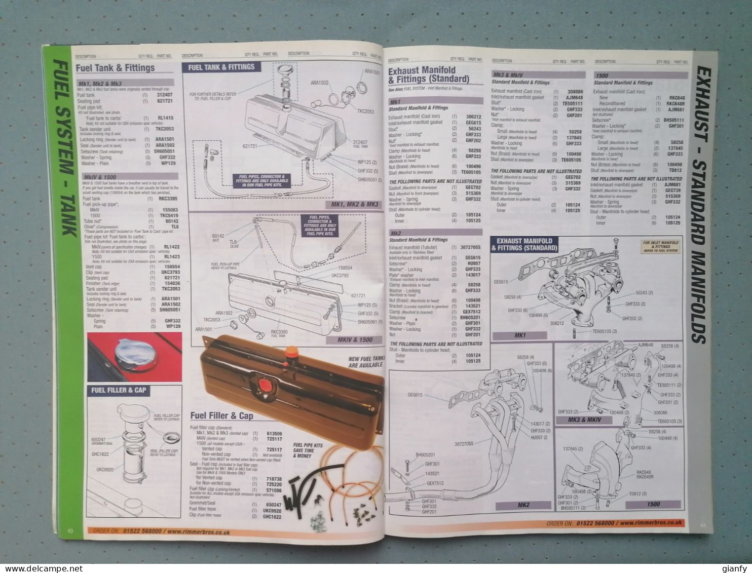 TRIUMPH SPITFIRE MK1, MK2, MK3, MK IV & 1500 PARTS & ACCESSORIES CATALOGUE 2000 - Motores