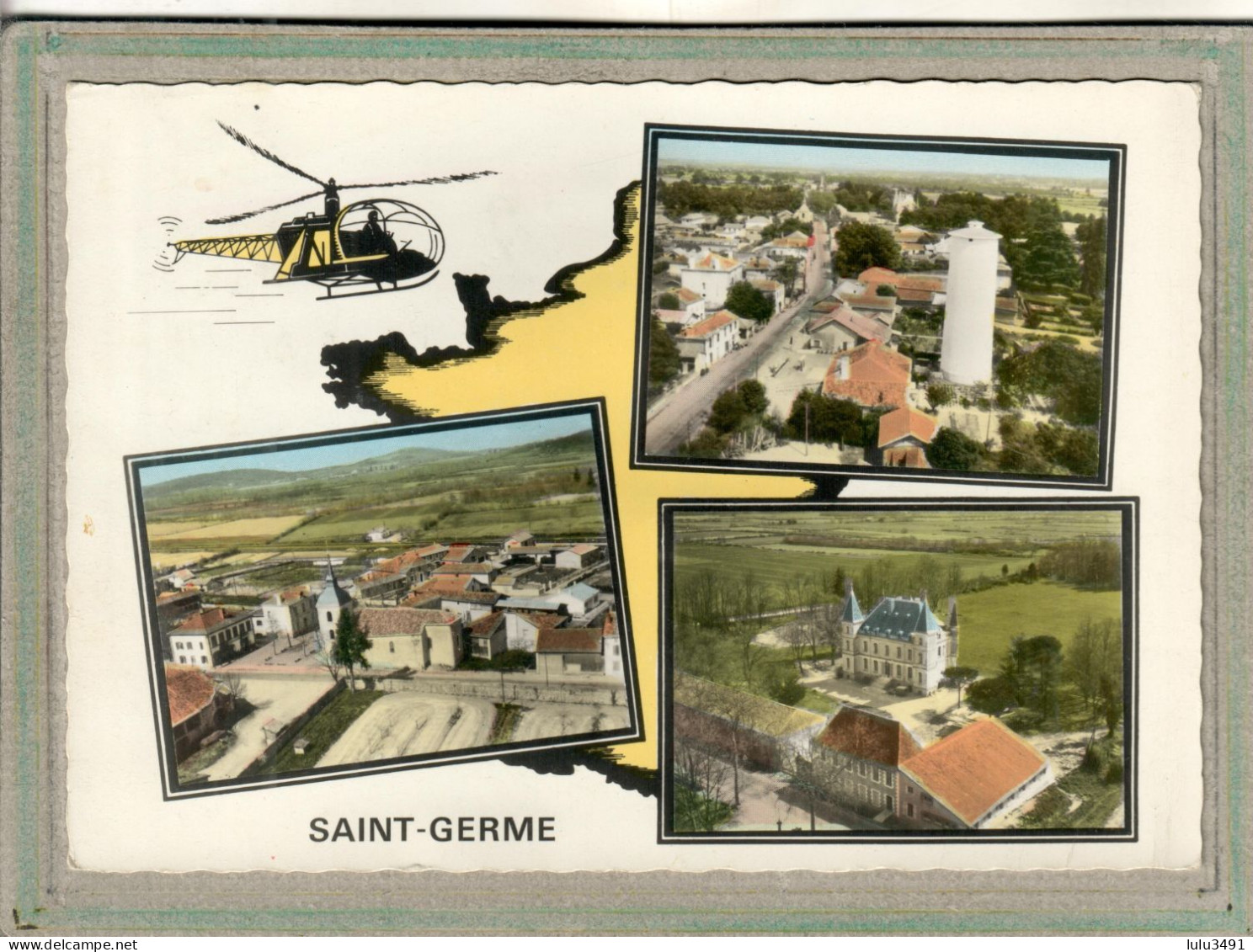 CPSM Dentelée (32) SAINT-GERME - Carte De Multivues Aériennes à L'hélicoptère En 1968 - Colorisée - Otros & Sin Clasificación