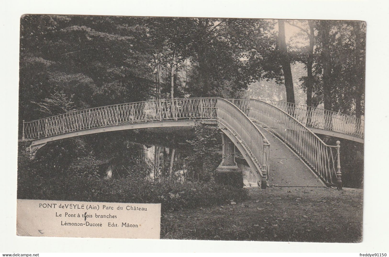 01 . Pont De Veyle . Parc Du Château . Le Pont à Trois Branches 1918 - Ohne Zuordnung