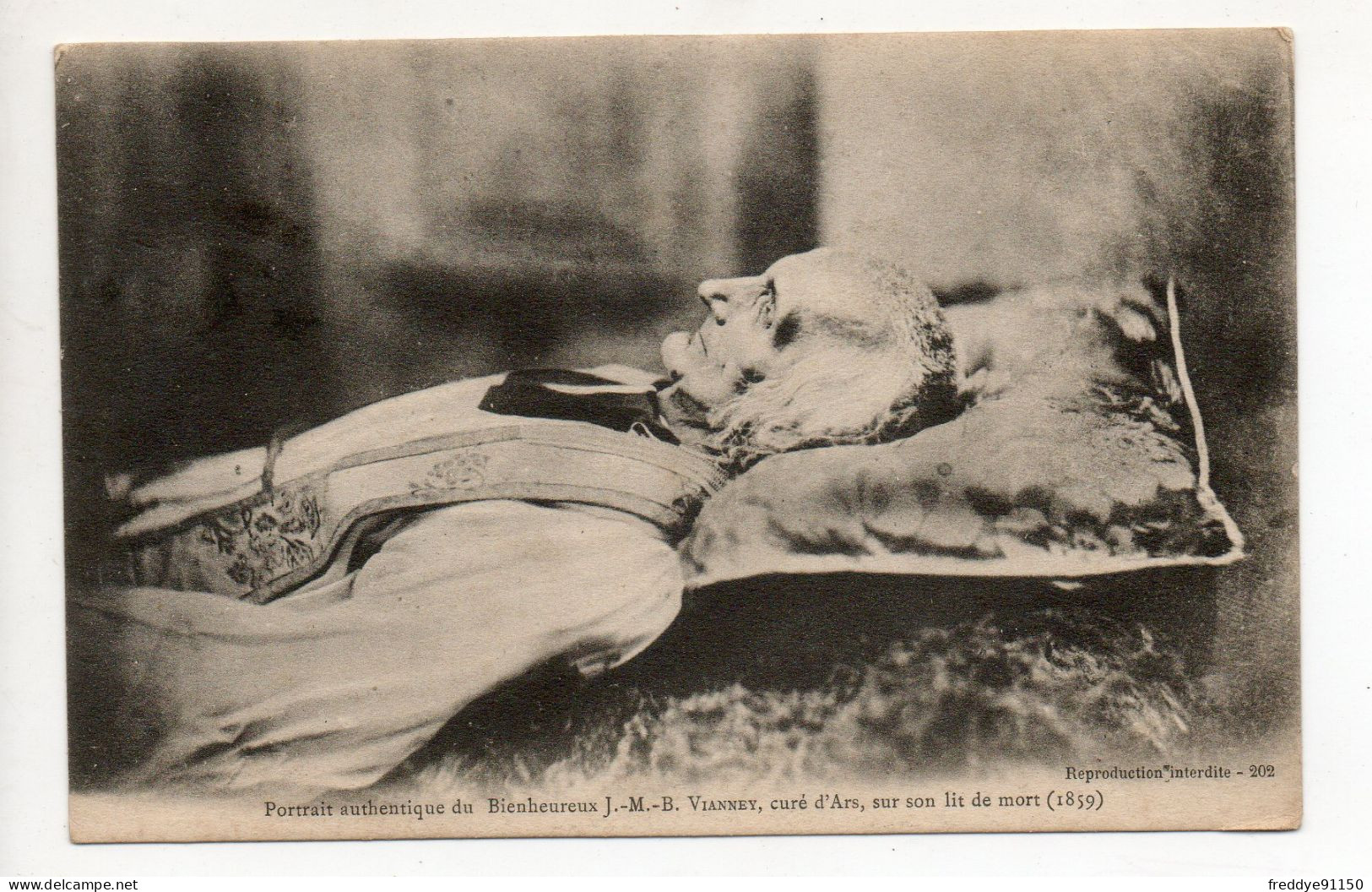 01 . Ars . M.B Vianney Le Curé D'Ars Sur Son Lit De  Mort  (1859) . Potrait Authentique - Ars-sur-Formans