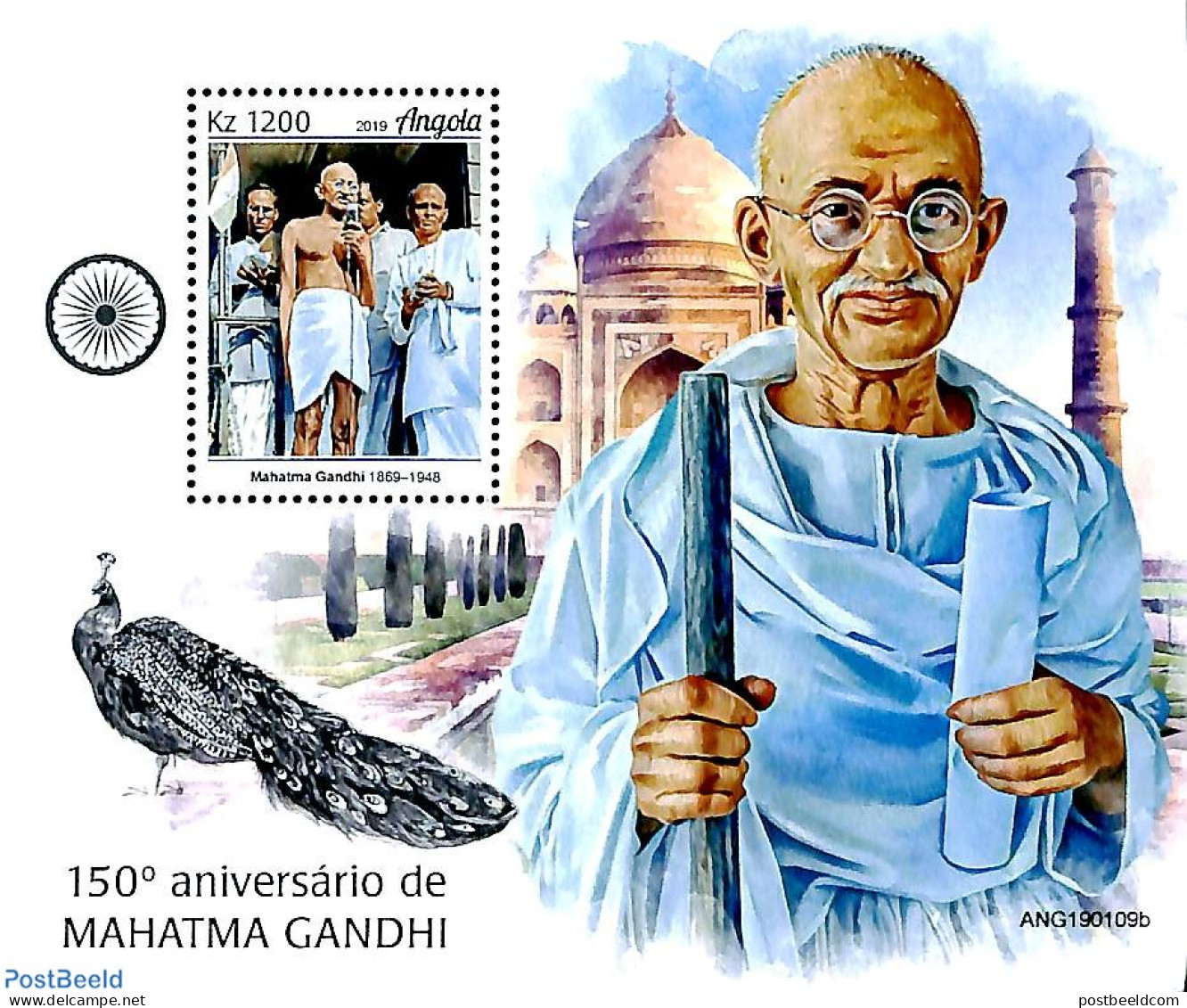 Angola 2019 M. Gandhi S/s, Mint NH, History - Gandhi - Mahatma Gandhi