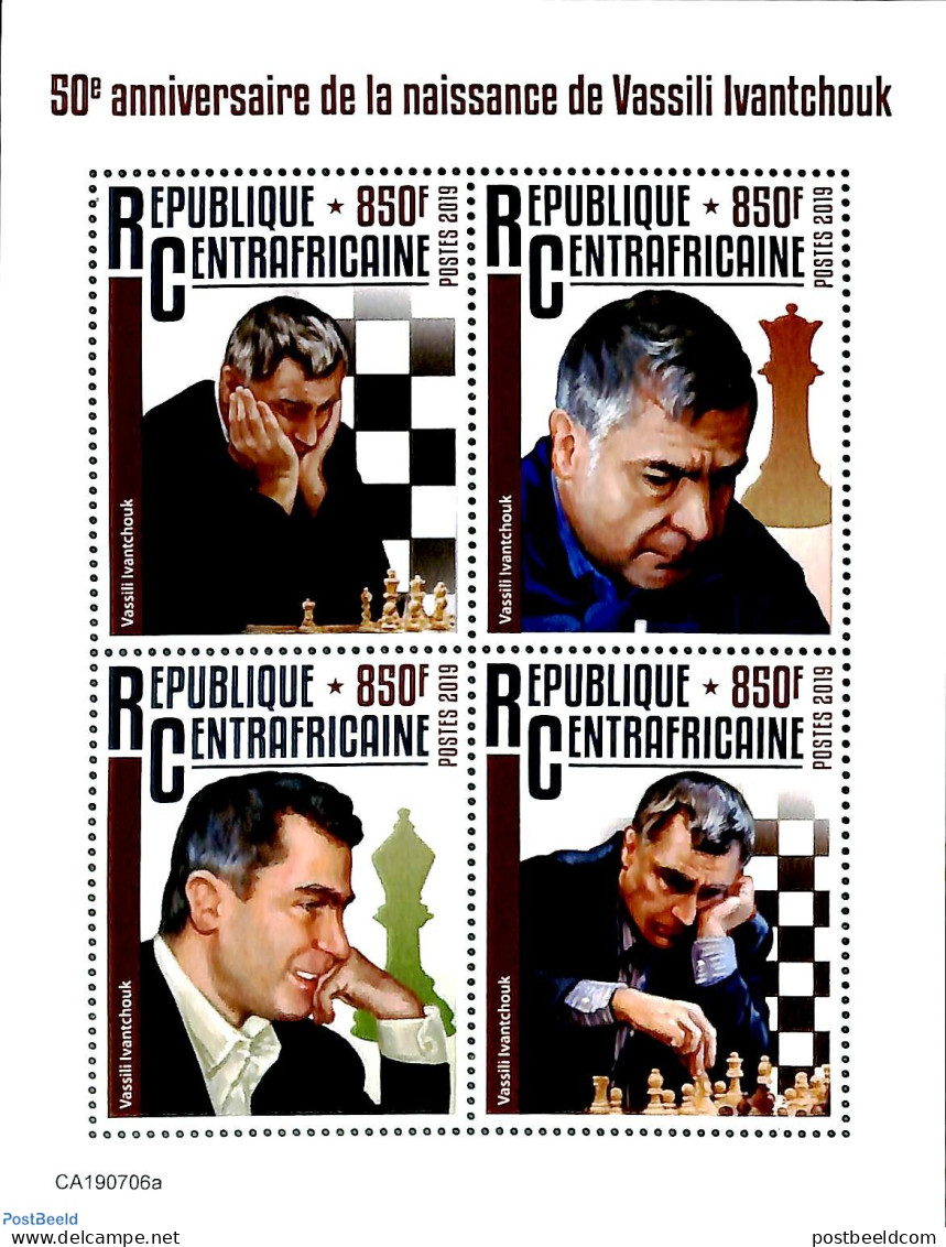 Central Africa 2019 Vassili Ivantchouk 4v M/s, Mint NH, Sport - Chess - Ajedrez