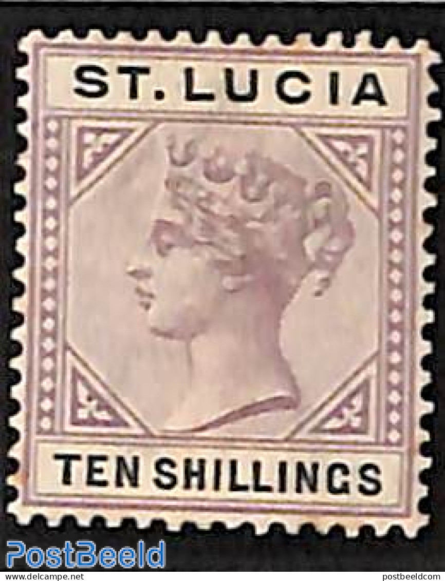 Saint Lucia 1886 10sh, Stamp Out Of Set, Unused (hinged) - St.Lucia (1979-...)