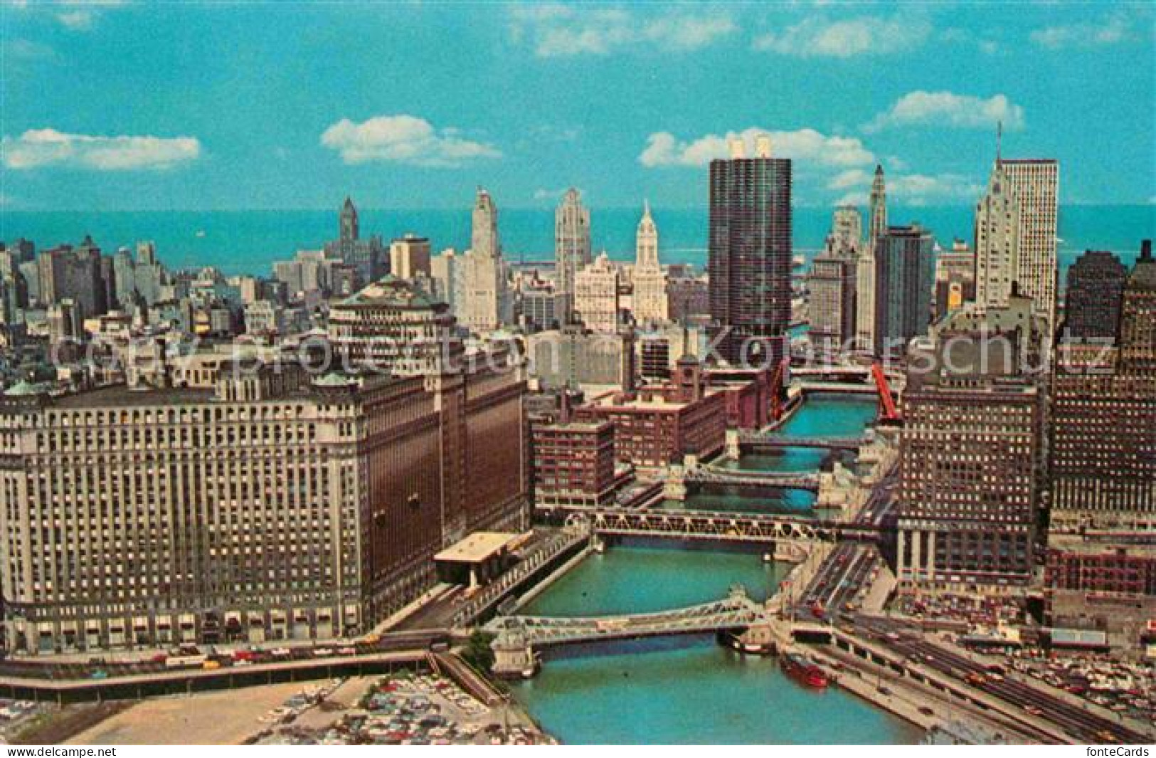 72854875 Chicago_Illinois Chicago River Skyscrapers Looking Towards Lake Michiga - Other & Unclassified