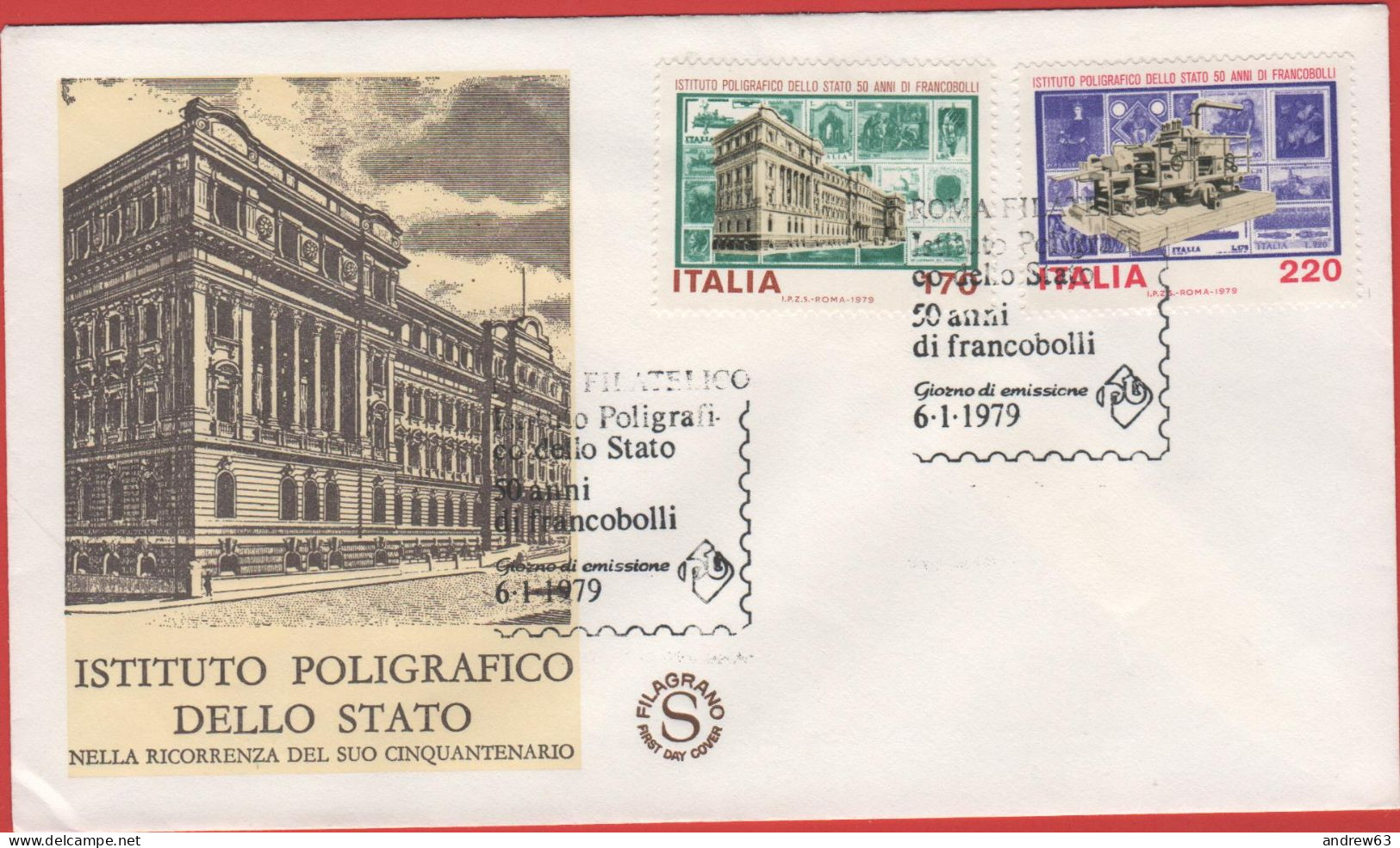 ITALIA - ITALIE - ITALY - 1979 - 50º Anniversario Dei Primi Francobolli Stampati All'istituto Poligrafico Zecca Di Stato - FDC