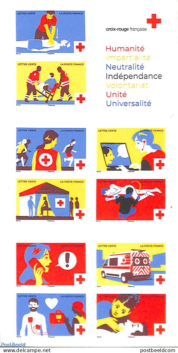 France 2023 Red Cross Foil Booklet, Mint NH, Health - Transport - Red Cross - Stamp Booklets - Automobiles - Nuovi