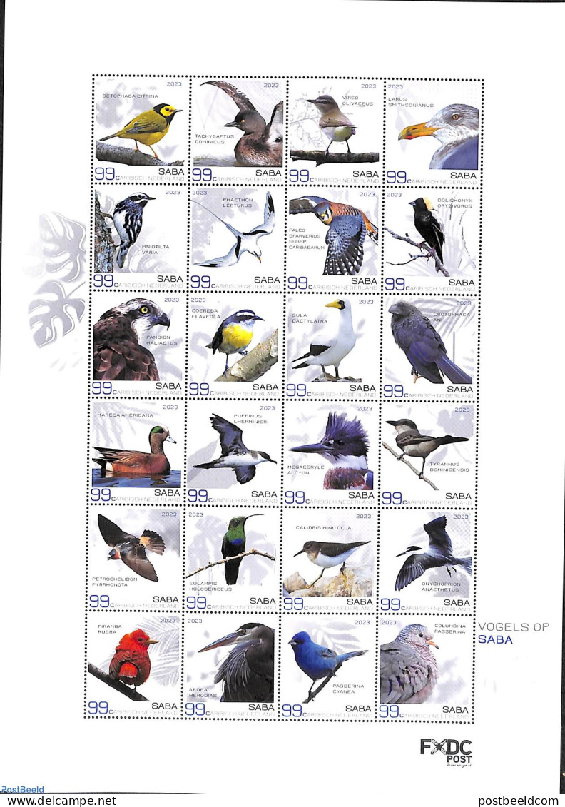 Dutch Caribbean 2023 Birds, Saba M/s, Personal Stamps, Mint NH, Nature - Birds - Autres & Non Classés
