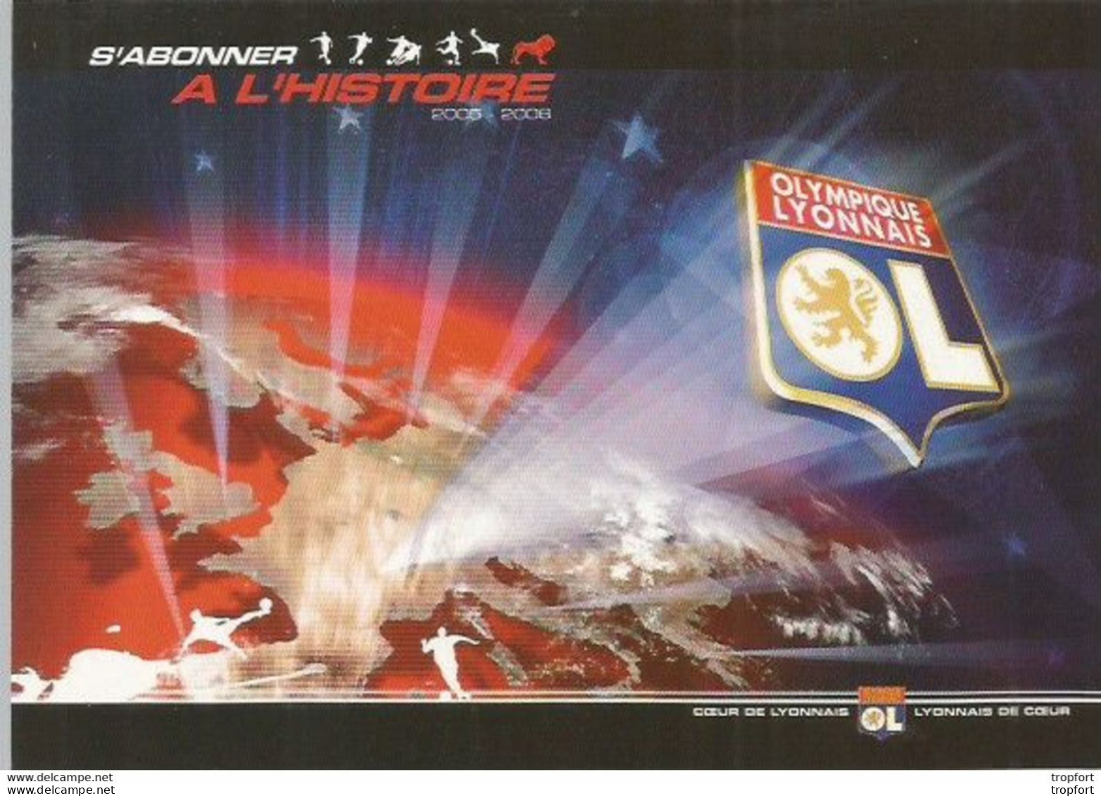 F26 CARTE CPM Publicitaire PUB Card Cart' Com Artiste SPORT FOOTBALL Olympique Lyonnais LYON 2005 - Publicités