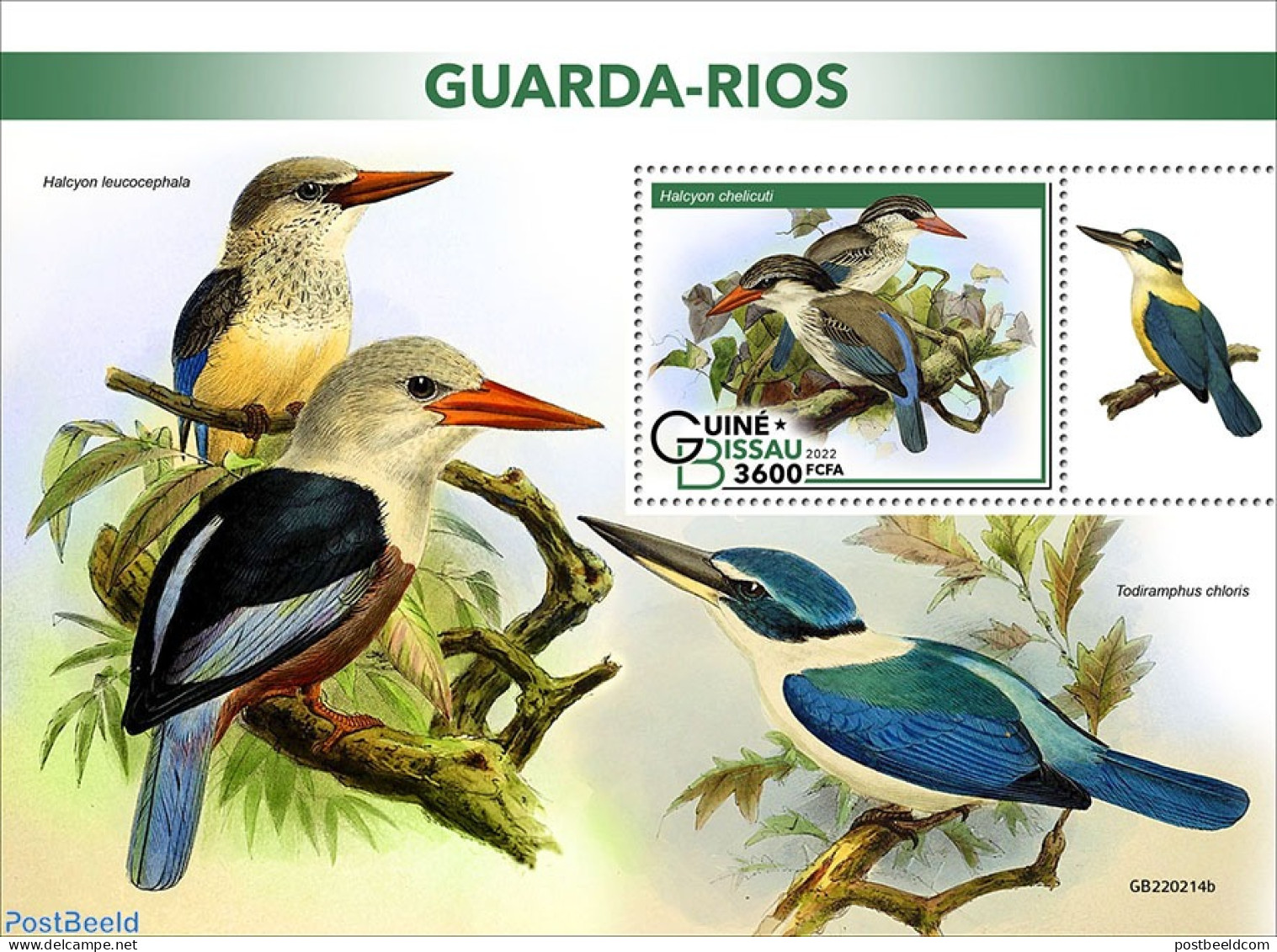 Guinea Bissau 2022 Kingfishers, Mint NH, Nature - Birds - Kingfishers - Guinée-Bissau